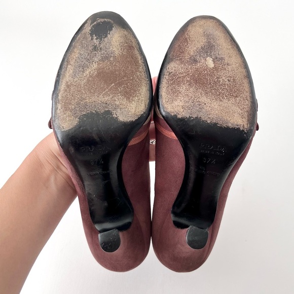 PRADA | Purple Suede Leather Pumps with Strappy Cross Over Buckle Detail EU 37.5 - Picture 11 of 13